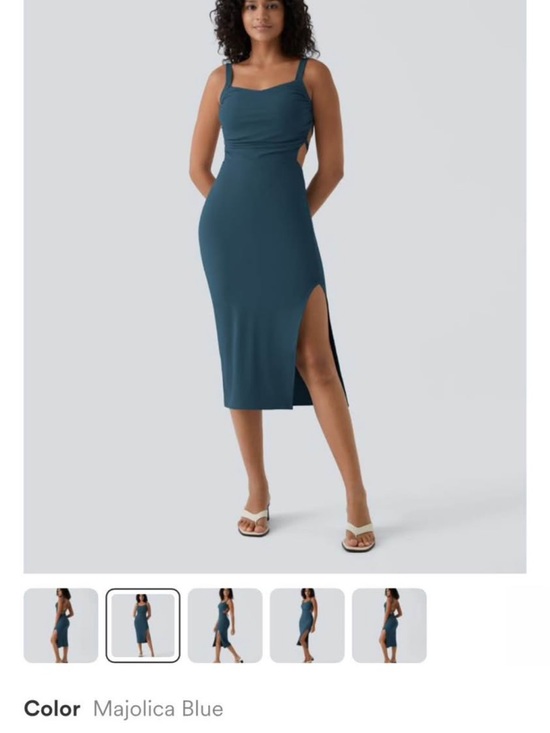 Dresses & Skirts - Majolica Blue Midi Dress with Side Slit